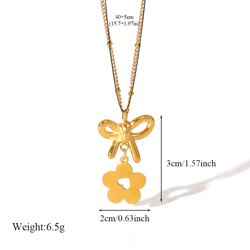 EILIECK 316L Edelstahl Herz-Blumen-Perlen-Halskette Ohrringe Set für Damen Mode-Schmuckset Wasserdicht Bijoux Femme – Detail 13