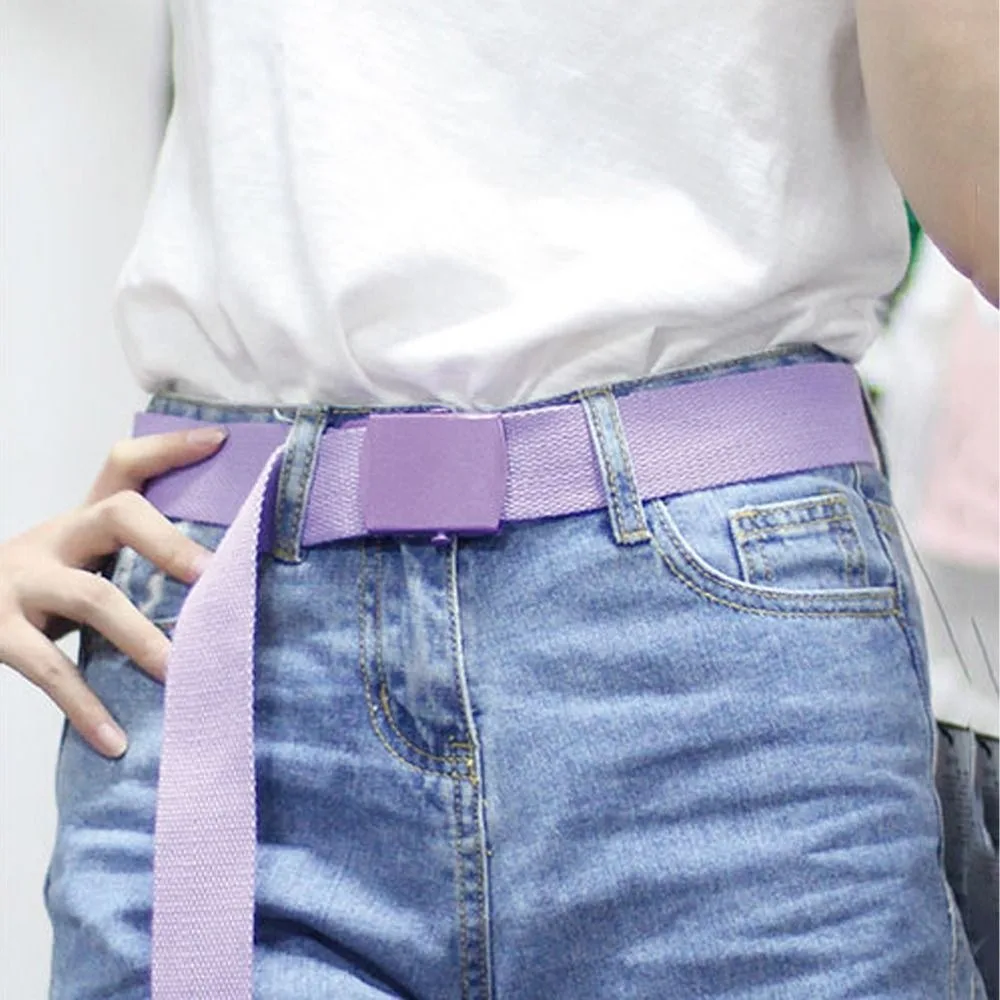 Ceinture en nylon en alliage métallique pour femme, ceinture de taille pour homme, toile latérale large élégante, décor de pantalon assressenti, décoration de jeans d'extérieur