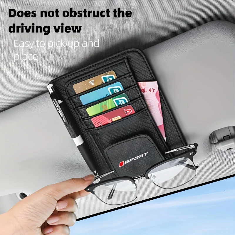 Multi-Pocket Business Card Storage Management Sunglasses Holder Car Sun Visor Organizer Accessories Auto Interior