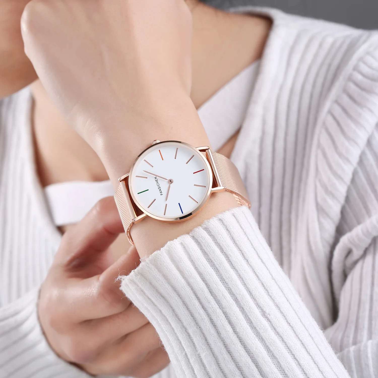 

New Women's Waterproof Korean Quartz Watch Couple Watch Women's Small and High Sense