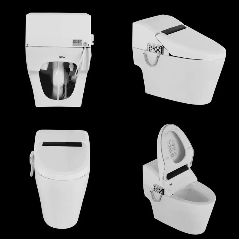 Ceramic Smart Toilet Auto Flush Instant Heat Remote Control Sensor Integrated Bidet for Modern Bathroom