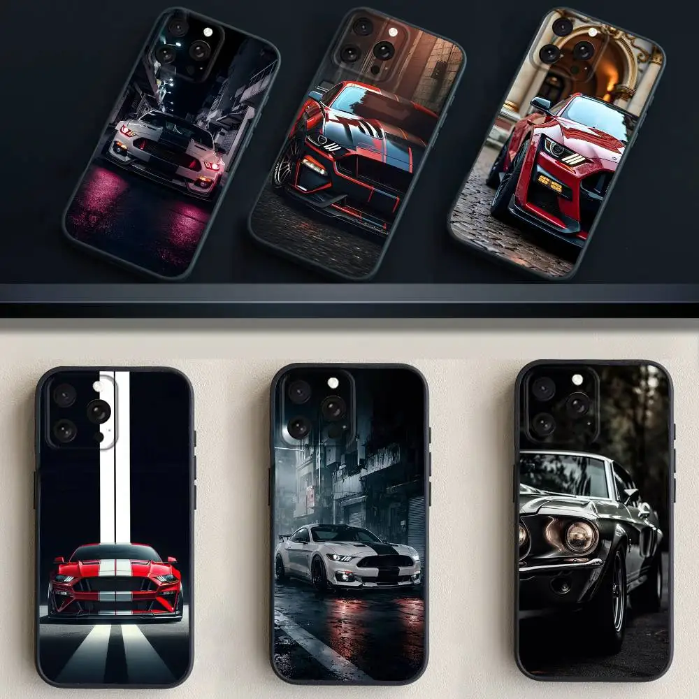 

F-Fords Car M-Mustang Phone Case For iPhone 16,15,14,13,12,11 Plus,Pro Max,XS,X,XR,SE,Mini,8,7,Soft Silicone Black Cover