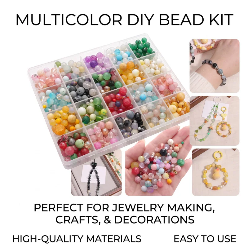 Rainbow ABS Pearl Beads Kit Gradient Pearls Beads Bracelet Making Kit for DIY Earrings Clothing Accessories DIY Supplies