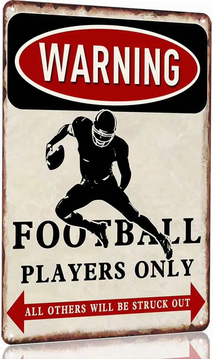 Football Tin Sign Football Decor Gifts For Boys 8-12 Football Posters For Boys Kids Bedroom Football Stuff Wall Signs Warning Fo