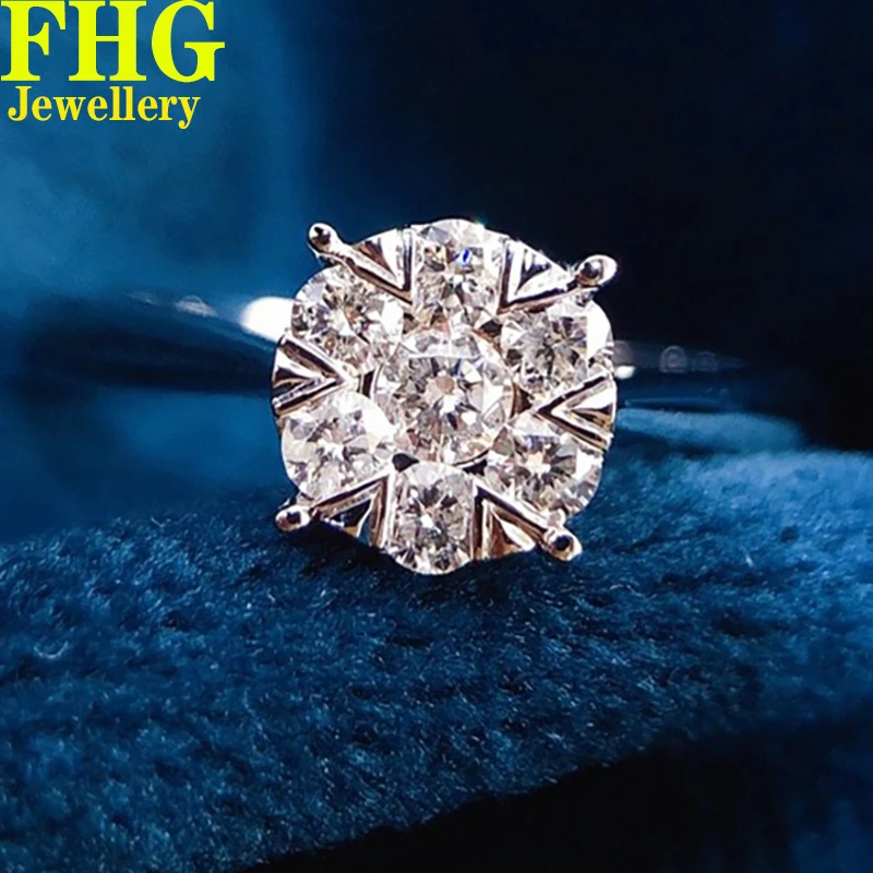 

0.3 Ct Real Diamonds 18K White Gold Ring Fashion Party Fine Jewelry Ladies wedding Birthda gift