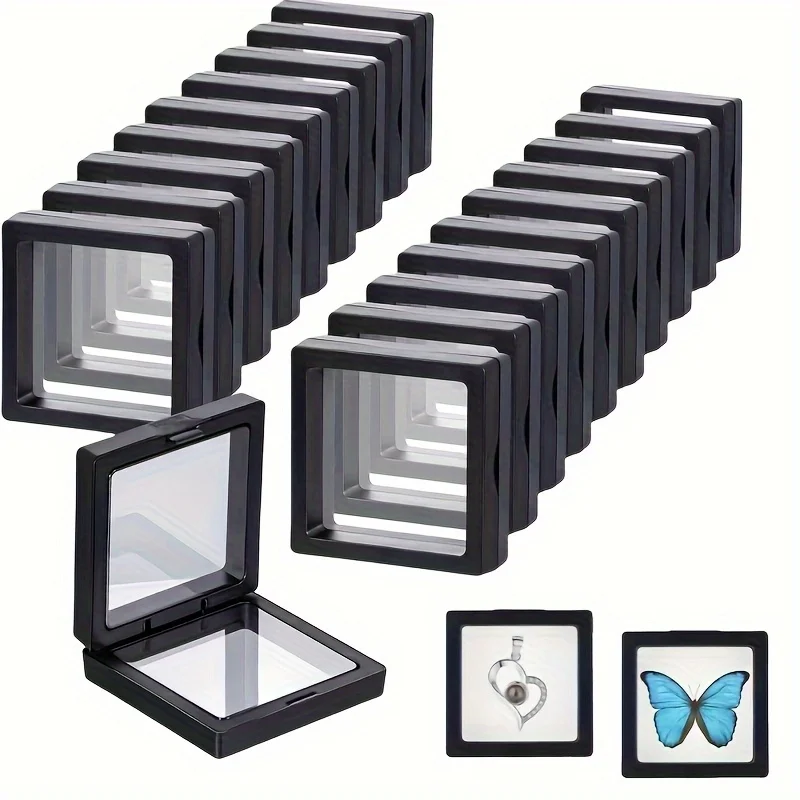 5PCS 3D Floating Display Frame Jewelry Coins Collectibles Display Box Transparent Packaging Beaded Art Supplies