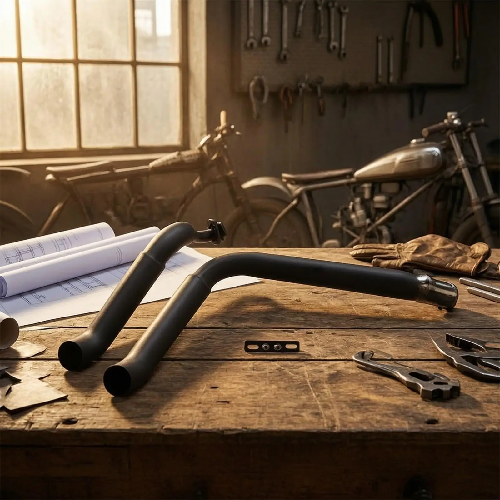 Stainless Steel Motorcycle Exhaust Tube 45 Degree Bent Pipe for Universal Twin XV125 XV250 Custom Cruiser Builds