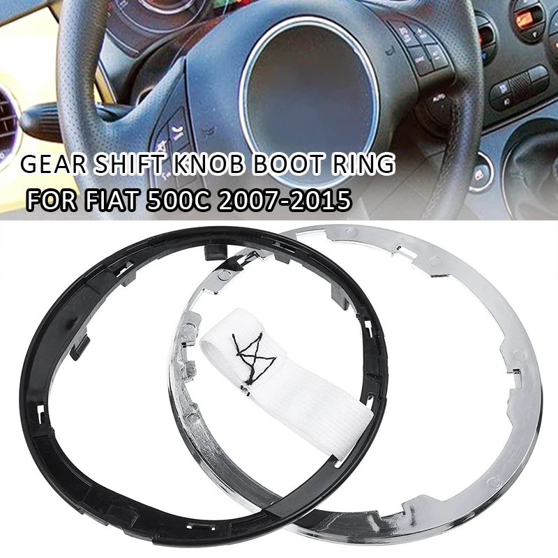 Polaina de engranaje de coche, cubierta de maletero, anillo, perilla de palanca de cambios, marco de palanca, Base de cubierta antipolvo para Fiat 500 500c 2007 2008 2009 2010 -2015