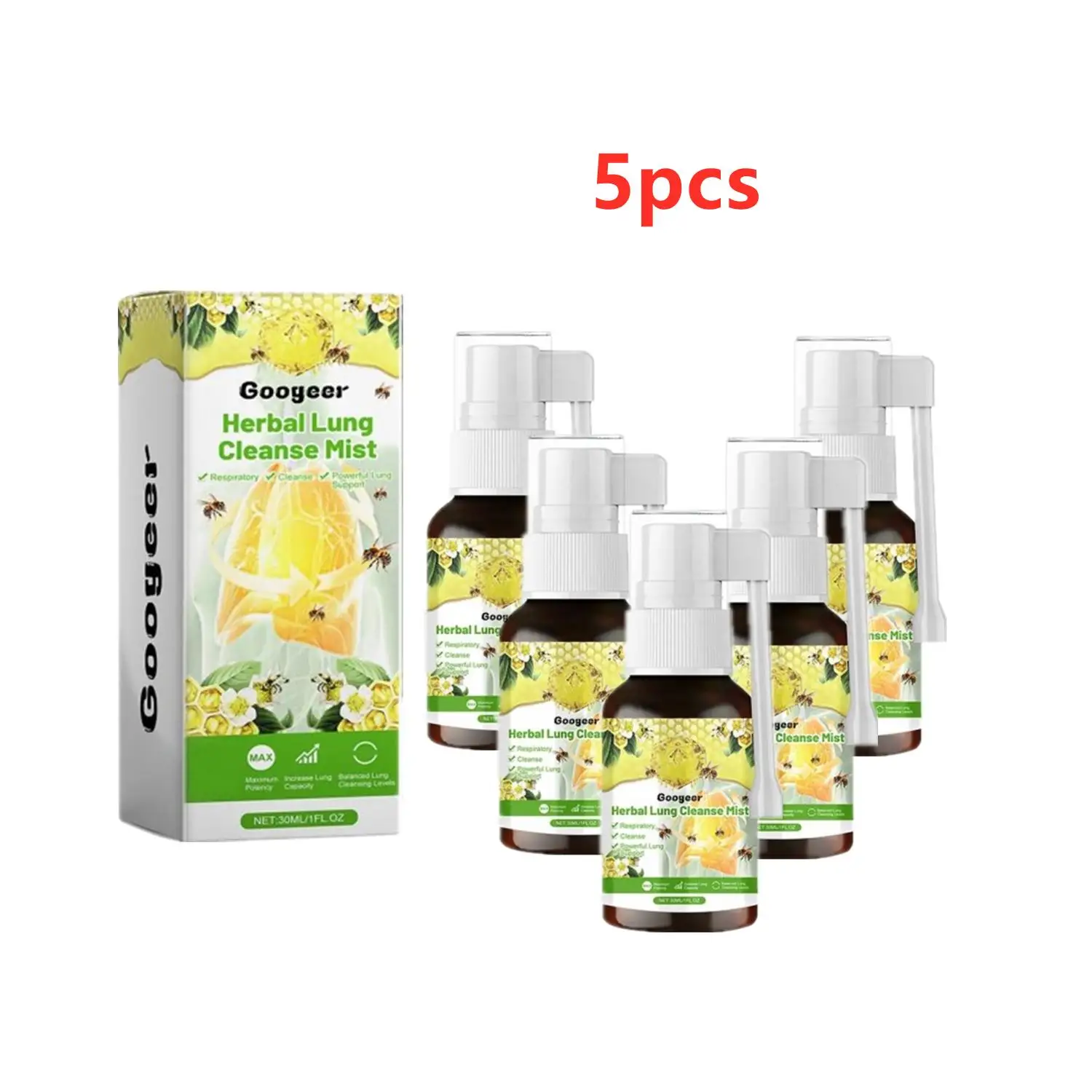 5 Stuks 30Ml Kruiden Long Reinigen Spray Nevel-Krachtige Longondersteuning Keel Roken Schone Spray Pijnlijke Ontsteking Kruidengezondheidszorg