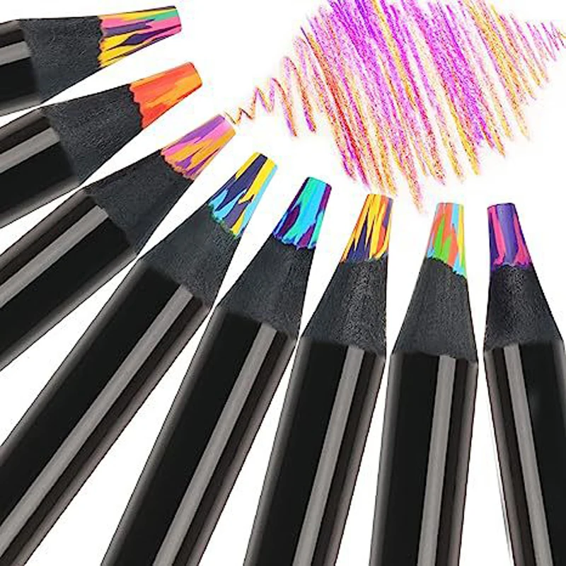 10 stücke Farbe Kreative Regenbogen Kern Bleistift Schwarz Holz Farbe Malerei Graffiti Werkzeuge Student Geschenk Schreibwaren Schule Bürobedarf