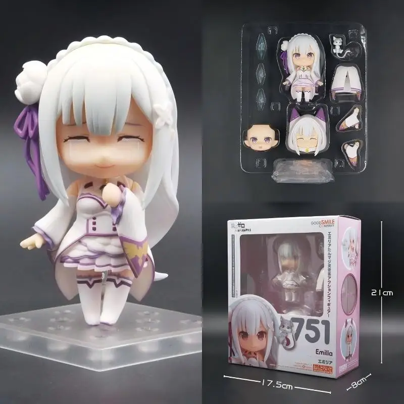 Figura de Emilia Life In A Different World From Scratch, edición Q 751, adorno práctico coleccionable, regalos en miniatura