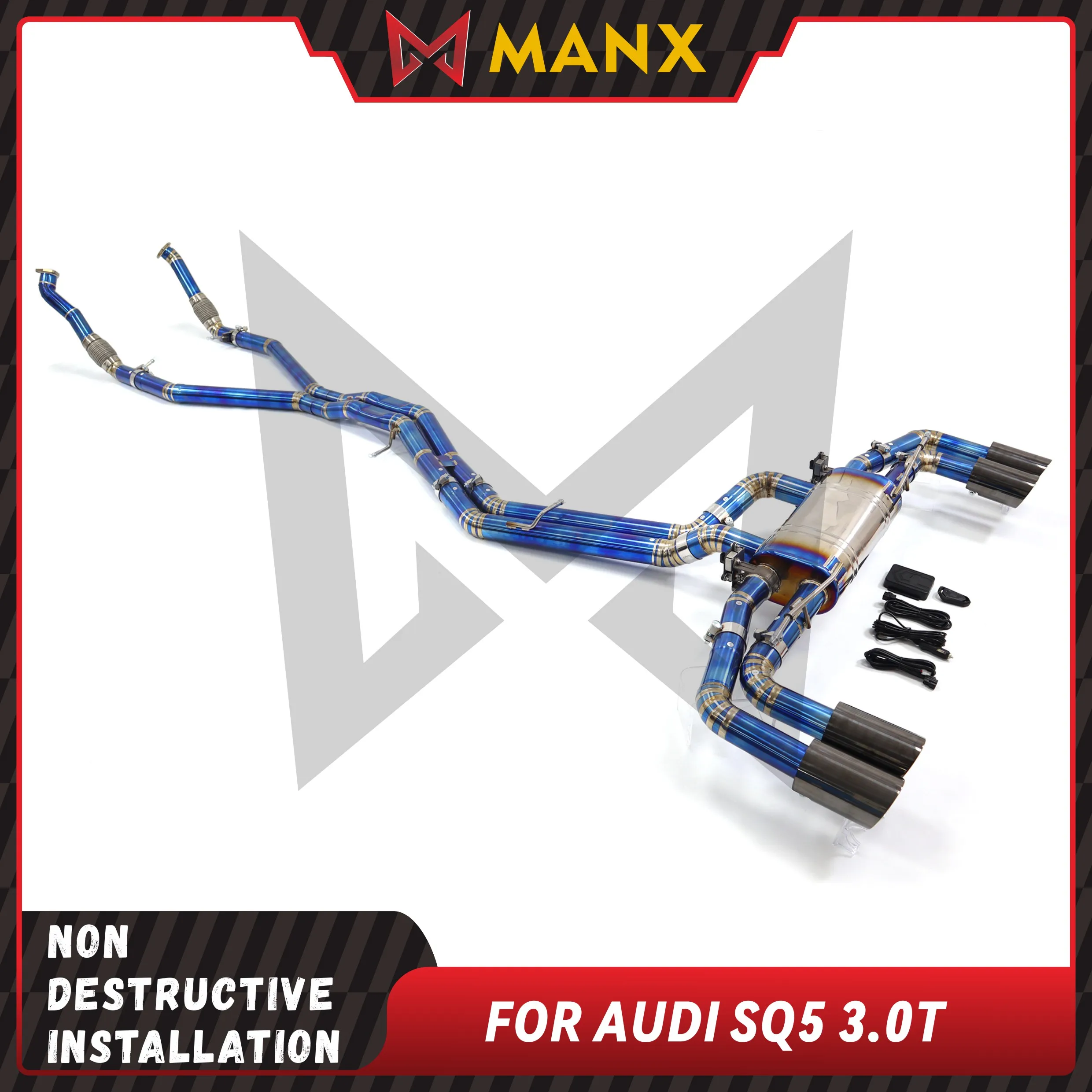 

High Performance MANX Catback For Audi SQ5 3.0T Titanium Alloy High Quality With Electronic Valve Tips Resonant Tube