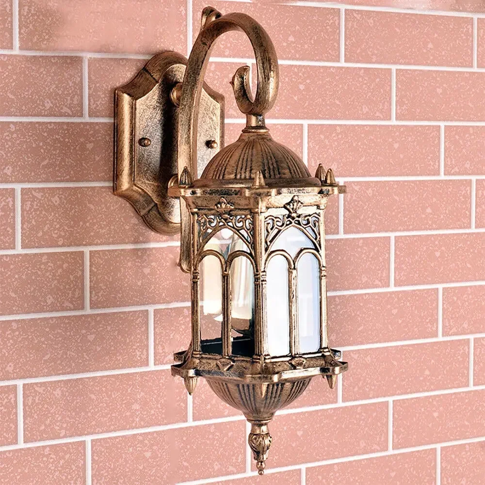 Antique Outdoor Wall Lantern Sconce Light, Vintage Exterior Porch Light Fixture for Garden and Entrance