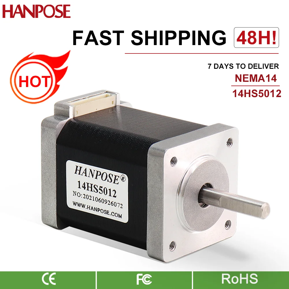 

HANPOSE High torque Motor 1.2A 0.3N.M 4 Lead 14HS5012 For 3D Printer Accessories CNC Milling Machine Stepper Motor Nema14