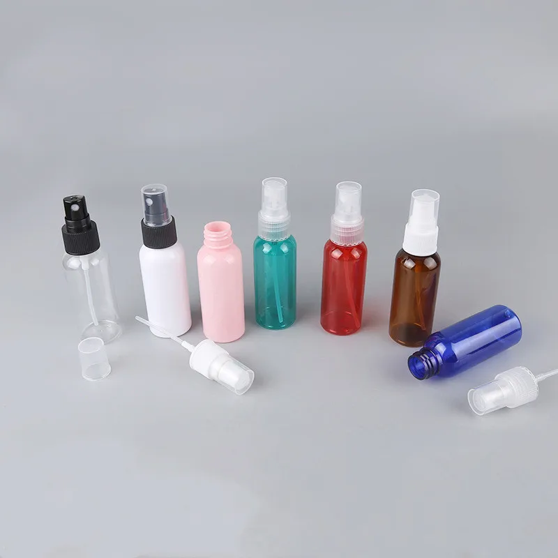 200pcs Round Spray Bottles 1.7oz/50ml Clear Empty Fine Mist Plastic Mini Travel Bottle Small Refillable Liquid Containers