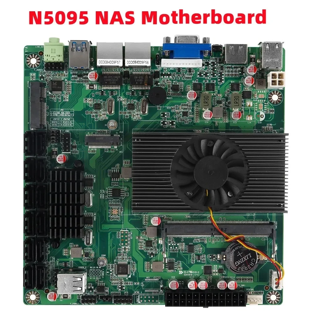 N5095 Nas 마더보드 12*7PIN SATA 1*DDR4 ~ 16GB 1000M LAN 1*M2_SSD NVME PCIE3.0 VGA HD 4K@60HZ