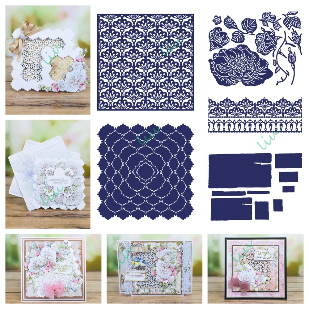 

2025 March New Metal Cutting Dies DIY Handmade Embossed Templates Scrapbooking Floral Cluster Photo Albums Vintage Lace Border