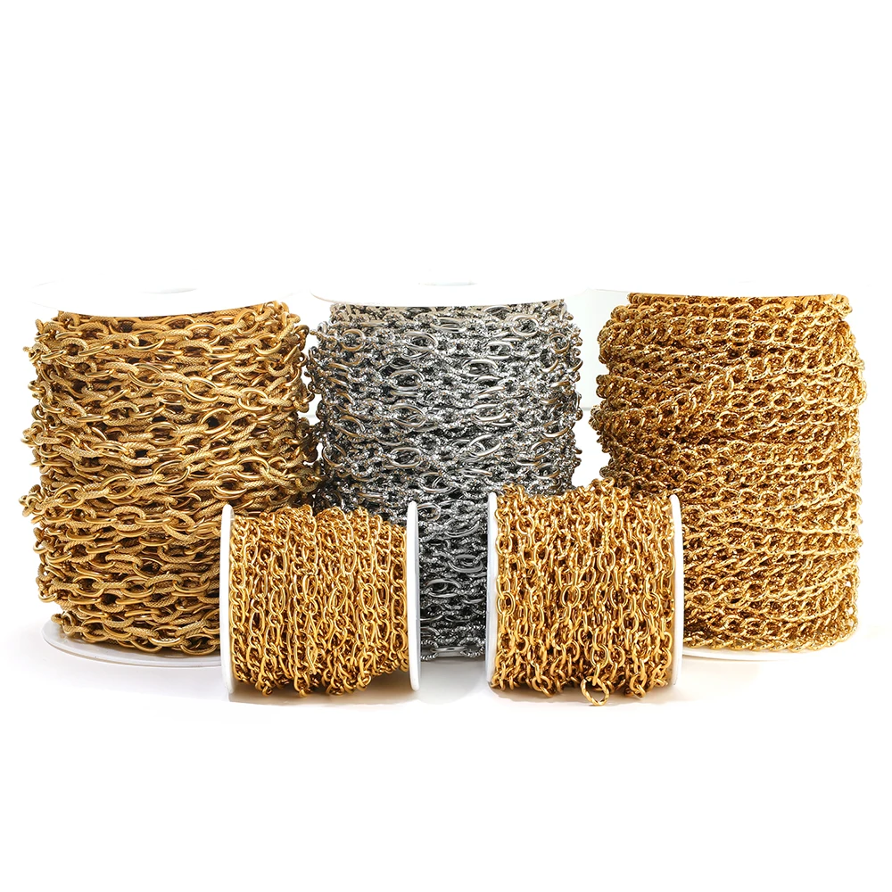 1 Meter Edelstahl Gold 3:1 O-Link Rolo Kabelkette für DIY Schmuckherstellung, Armbänder, Zubehör, Halsketten-Zubehör – Detail 3