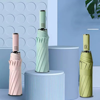 Strong 10K Black Glue Fully Automatic Umbrella with Thick and Durable Double Keel Three Fold Umbrella Uv Resistant Folding