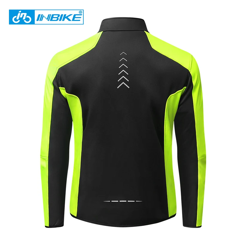 INBIKE Reflective Windproof Cycling Jacket Men Thermal Winter Road Bicycle Clothes Waterproof MTB Riding Soft Shell Coat WJ602