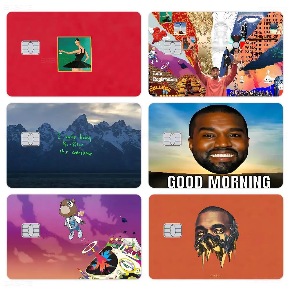 Rap Singer K-KanyeS W-WestS Game Anime Sticker Film Skin Cover Case for Small Large No Chip Debit Credit Card Front Side