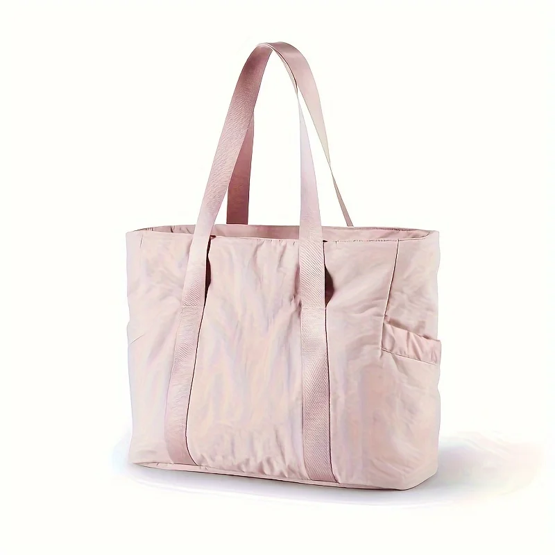 

Lightweight Nylon Tote Bag, Large Capacity Shoulder Bag, Casual Handbag For Travel, Sport, Weekend, School