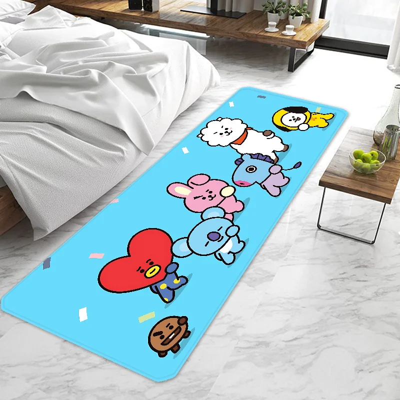 Cute Cartoon B-BTS-S Door Mat Entrance Doormat Non-slip Washable Kitchen Carpet Living Room Hallway Rugs Door Mats Bathroom Bath