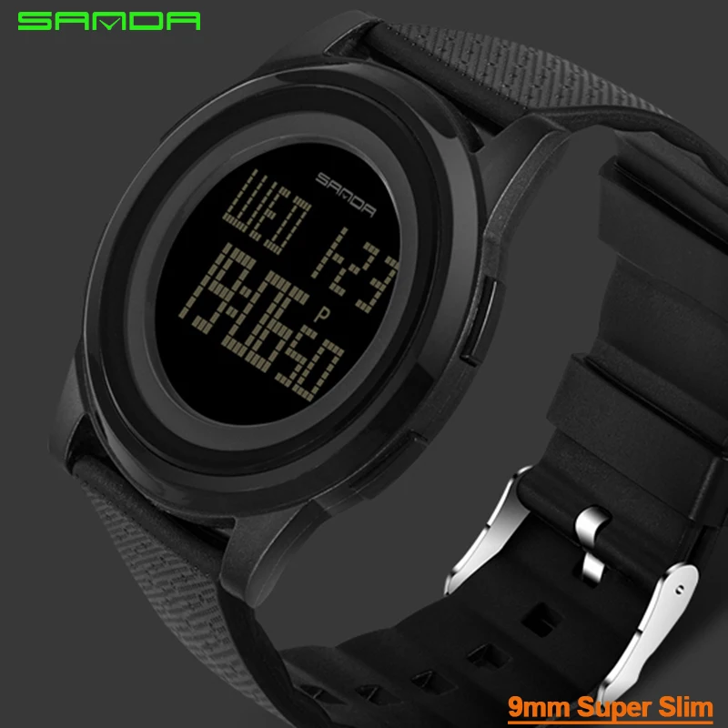 Sanda Brand 9mm Super Slim Men\'s Watch Luxury Electronic Led Digital Watches For Man Clock Male Wristwatch Relogio Masculino 337