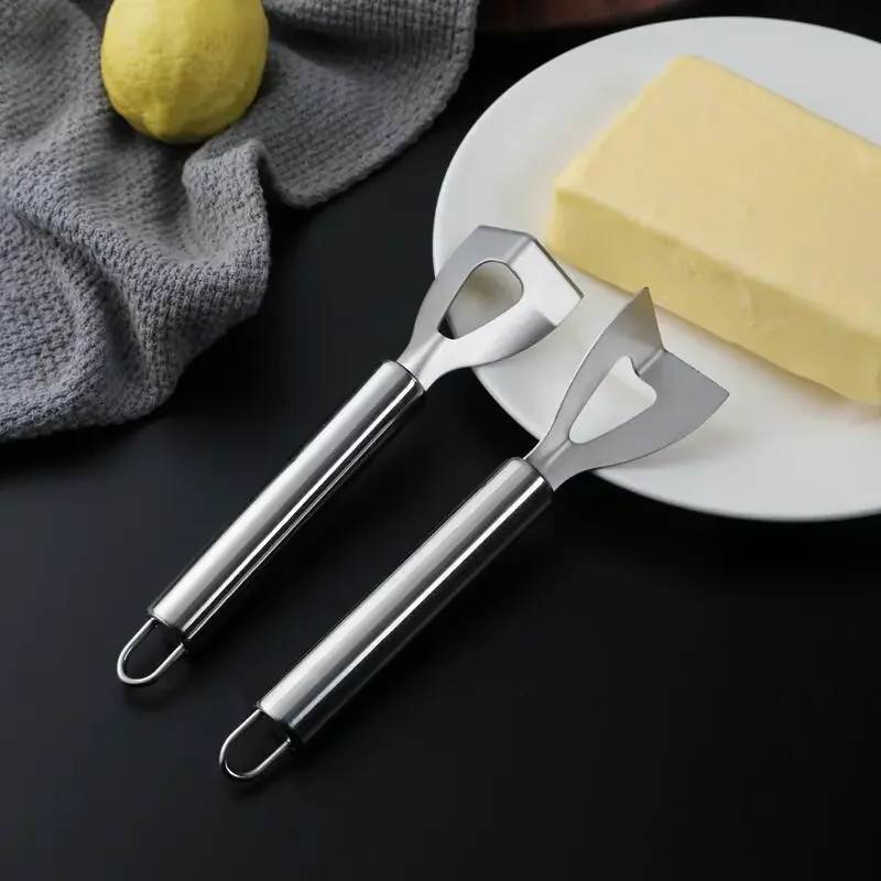 Cuchillo de acero inoxidable para pastel y queso, cortador de mantequilla, pala, herramienta para queso, esparcidor de crema fácil de cortar, uso doméstico, 1/2/3 Uds.