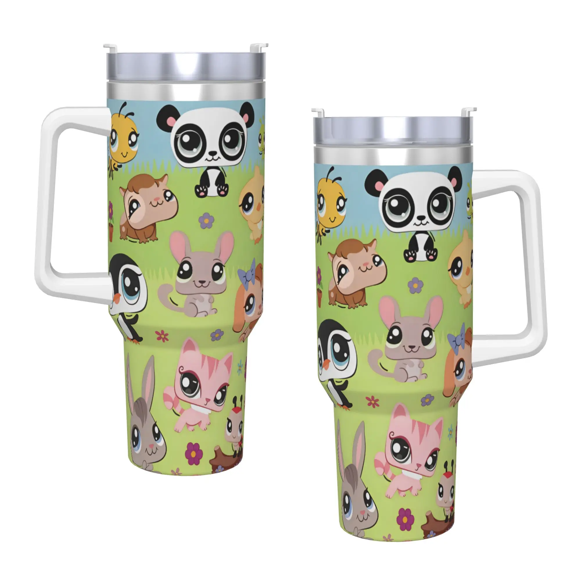 Littlest Pet Cute Stainless Steel Tumbler  Camping Car Mugs 40oz Thermal Mug Heat Preservation Cold Drink Milk Tea Water Bottle