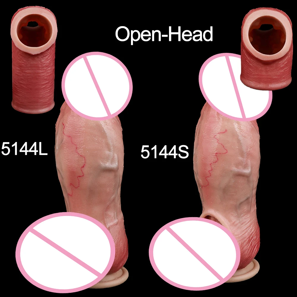 SXXY Skin-Like Silicone Penis Sleeve насадка на член Soft Elastic Adult Intimate Toy Realistic Hollow Dildo With Cock Ring 18+ view 3