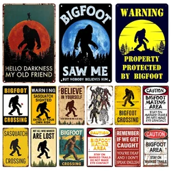 Vintage Bigfoot Crossing Metal Wall Decor, Warning Bigfoot Area, Tin Signs, Retro Decorative Stickers, Home Decor,  WY288