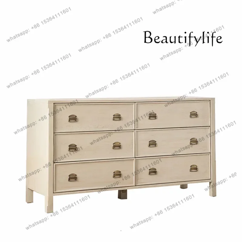

French retro chest living room integrated solid wood chest of drawers American bedroom bedside locker storage cabinet