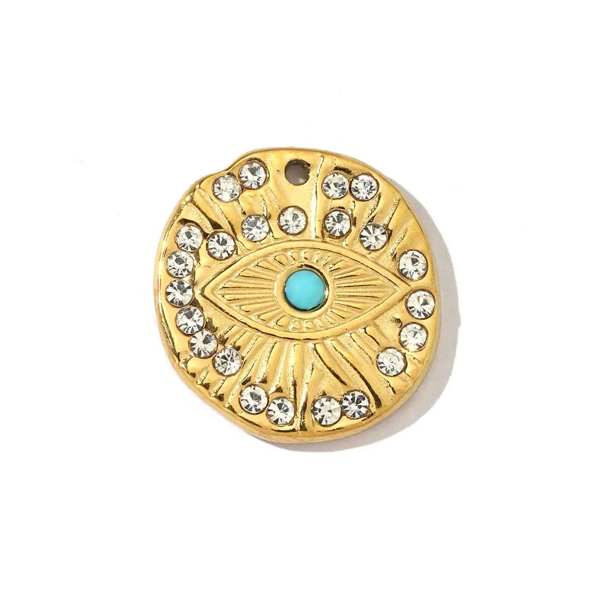 3pcs/Lot Religious Stainless Steel Enamel Eye Cross Hamsa Hand Charms Heart Triangle Stone Necklace DIY Small Pendant Wholesale