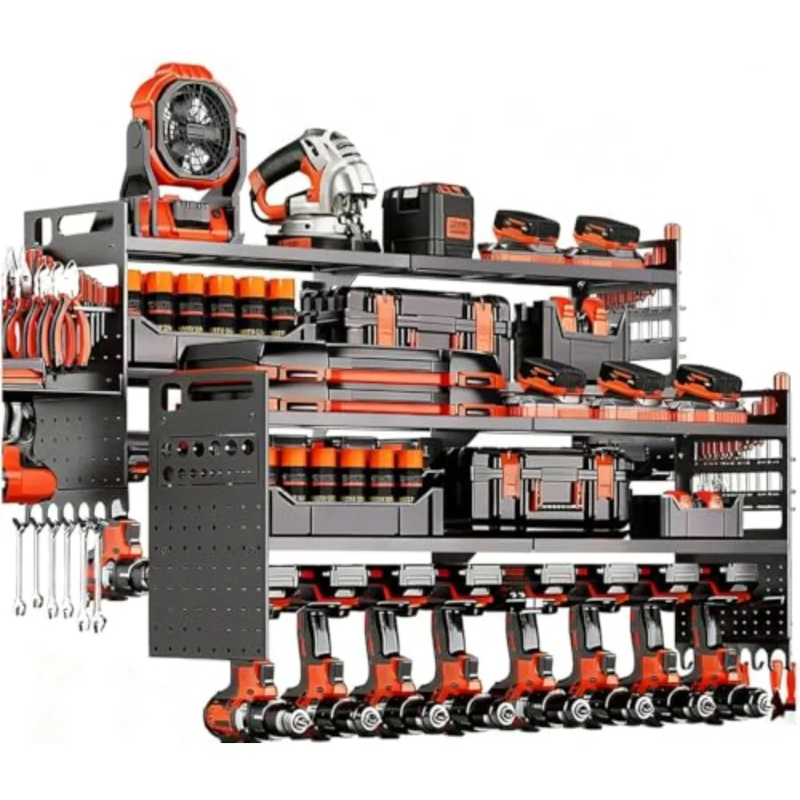 

2-Pack Large Power Tool Organizer Wall MountHeavy Duty Cordless Tool Organizer with 18 Drill Holder 600 Lbs Capacity 3-Layer Ga