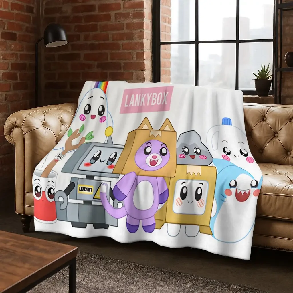 Manta de franela Rocky con dibujos animados Lankybox, bonita manta suave y acogedora para el hogar, dormitorio, cama, sofá
