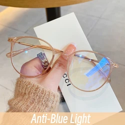 New Unisex Round Frame Glasses for Men Luxury Brand Metal Frame Plain Glasses Anti-Blue Light Optical Spectacle Eyeglasses