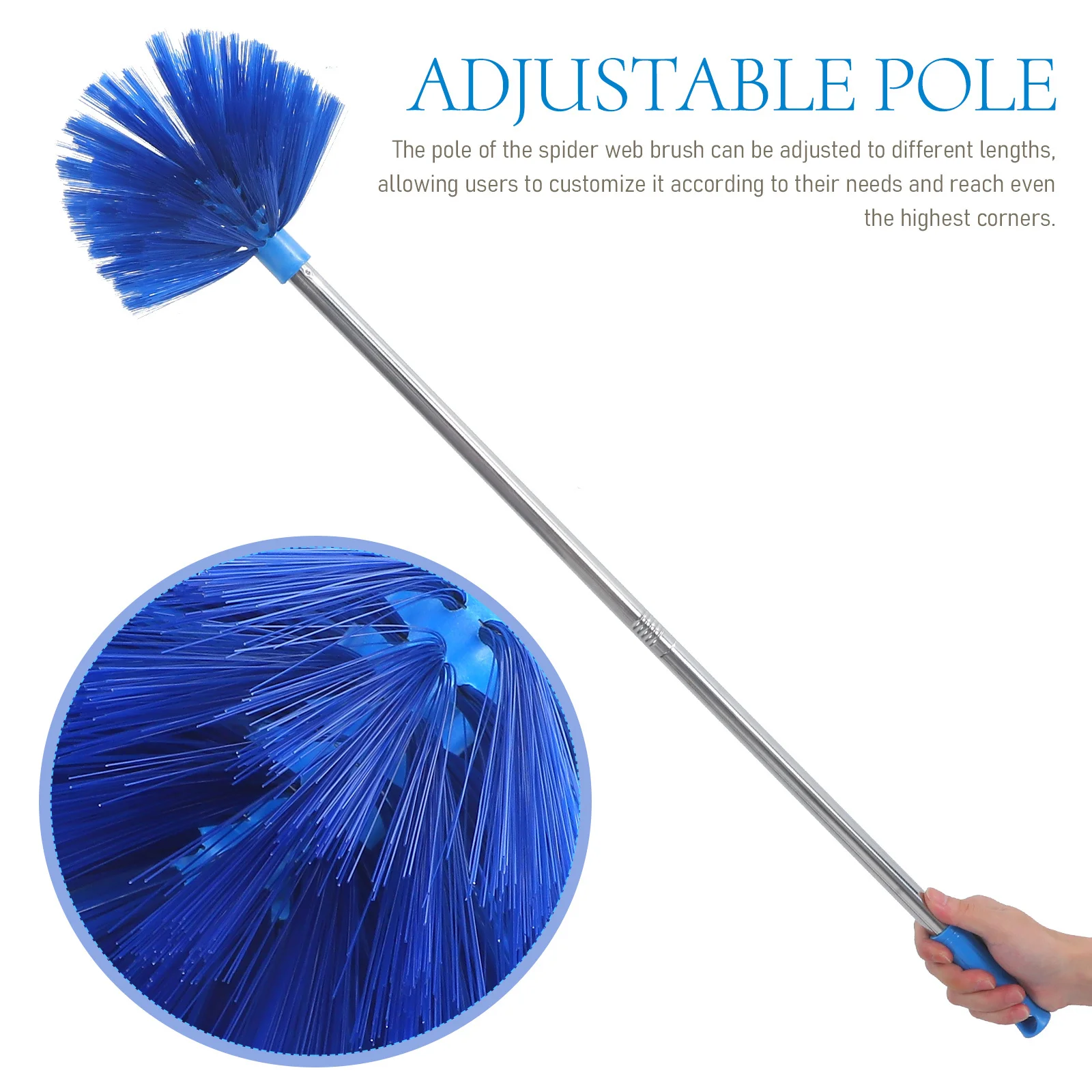 

Spider Web Duster Cobweb Remover Extension Pole Adjustable Long Handle For High Ceilings Fans Walls Indoor Outdoor Dusting