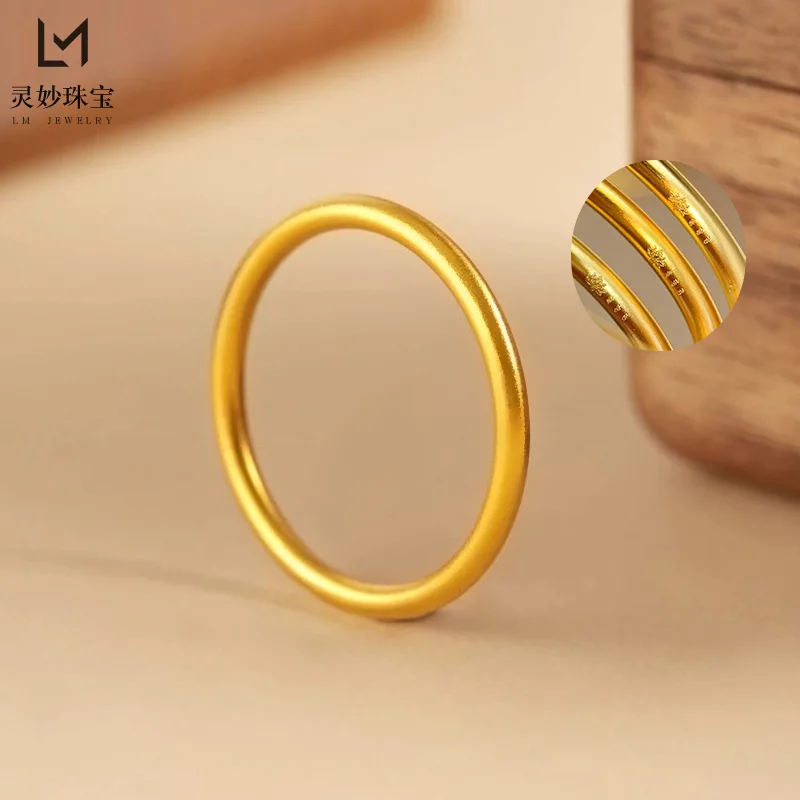 

9999 24K real gold luxury jewelry ring ring gold closed-mouth ring simple and versatile gift for girlfriend