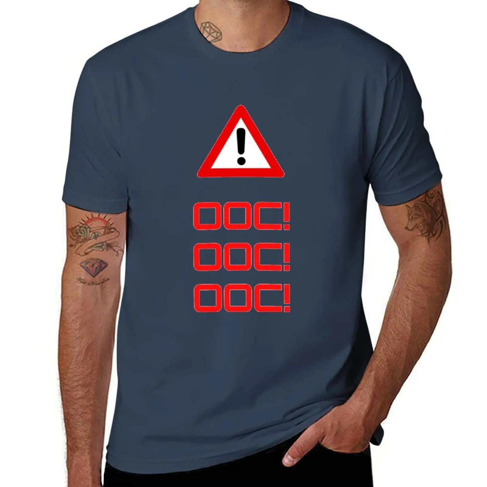 

OOC! OOC! Out of character! Warning Sign T-Shirt funny t shirts man t shirts for man pack cotton T-Shirt