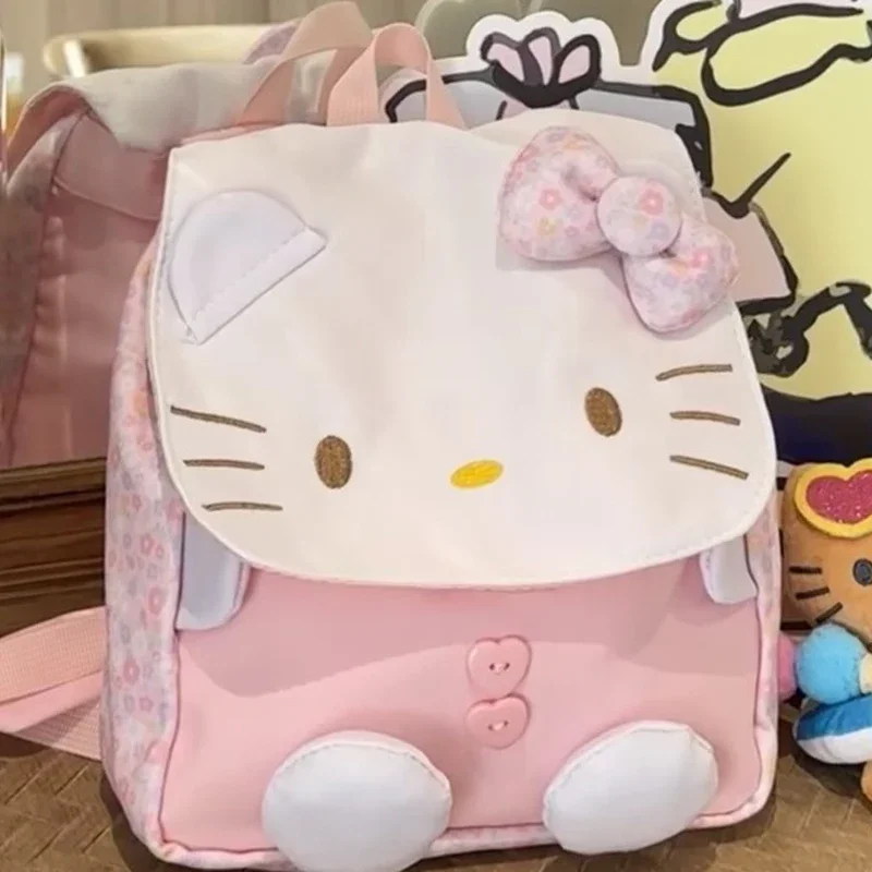 حقيبة ظهر كاواي هالو كيتي للأطفال حقيبة ظهر صغيرة على شكل قلب فتاة لطيفة وناعمة حقيبة مدرسية صغيرة محمولة للطالبات