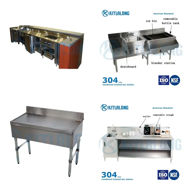 Commercial Stainless Steel Bubble Tea Cocktail Bar Station for American Style Restaurants Hotels New Bar Equipment Workbench