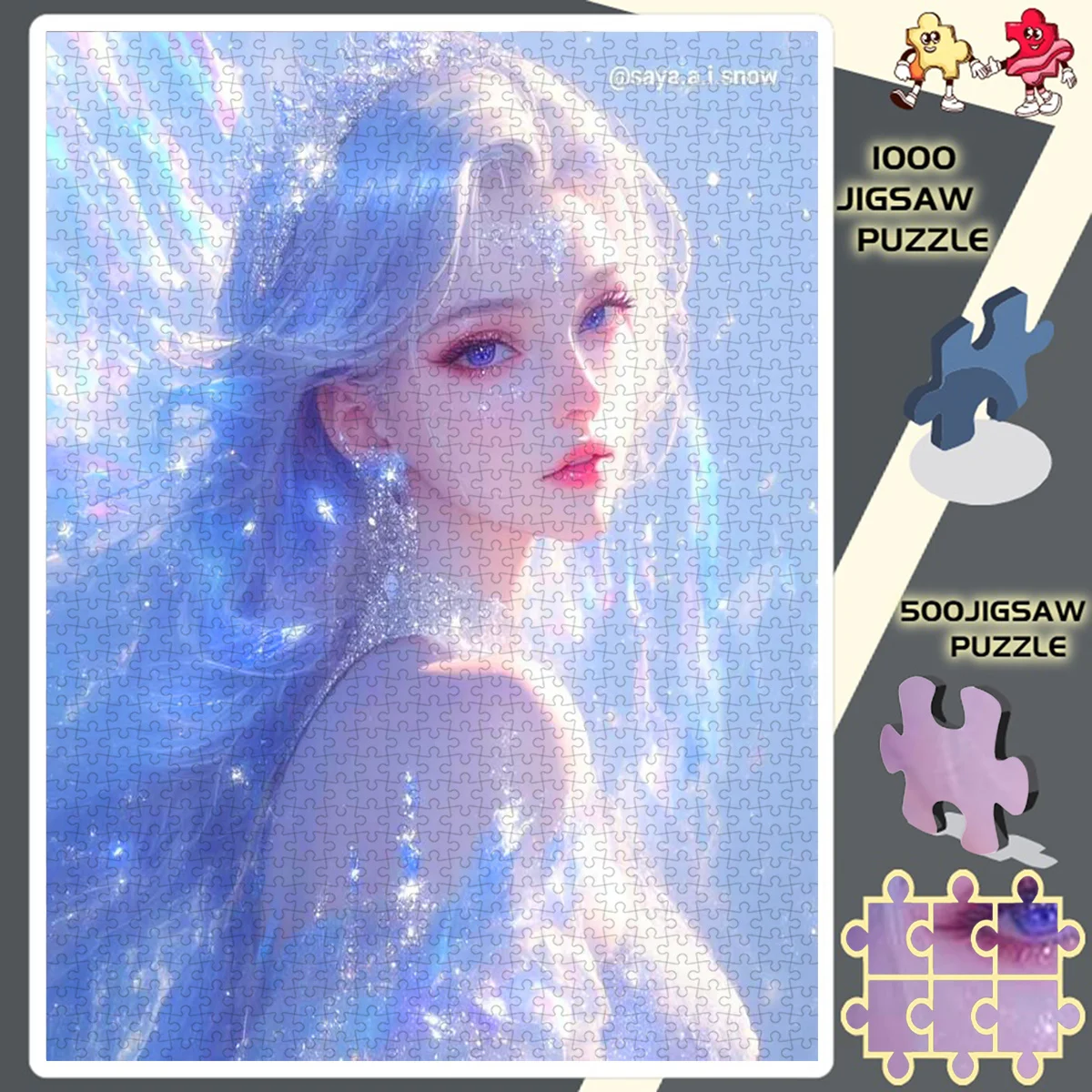 

500piece/1000piece Ice And Snow Princess Dreamlike Beautiful Picture Frameless Perfect Choice for Enthusiasts Paper Puzzle - E