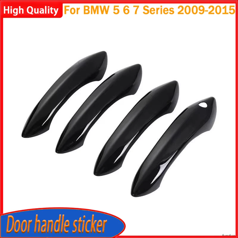 Glossy Black Carbon Fiber Car Front Door Handle Cover Trim Styling Sticker Accessories For BMW 5 6 7 Series 2009-2015