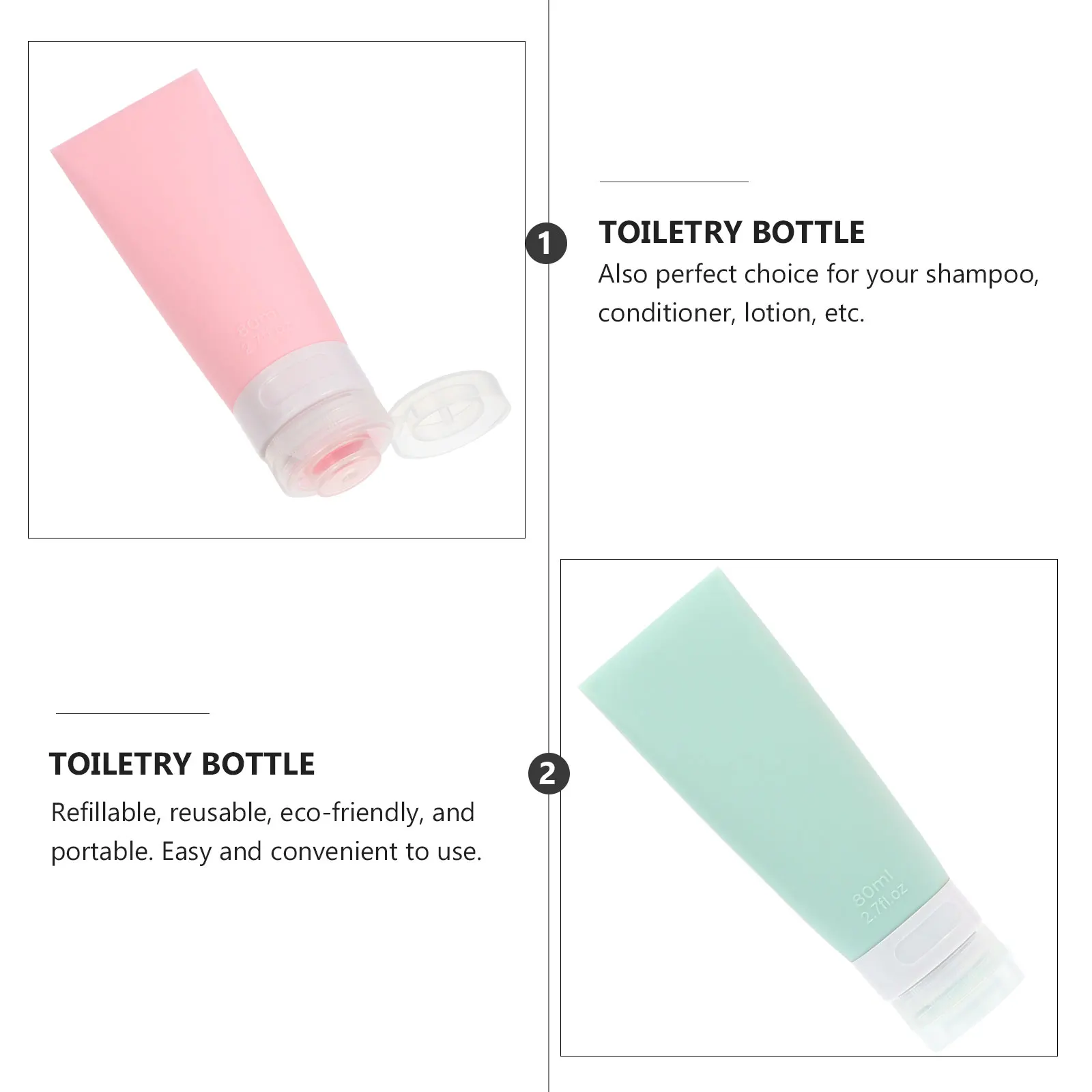 

3pcs Refillable Travel Bottles Portable Separate Toiletry Containers Silica Gel Lotion Shampoo Conditioner Storage Reusable