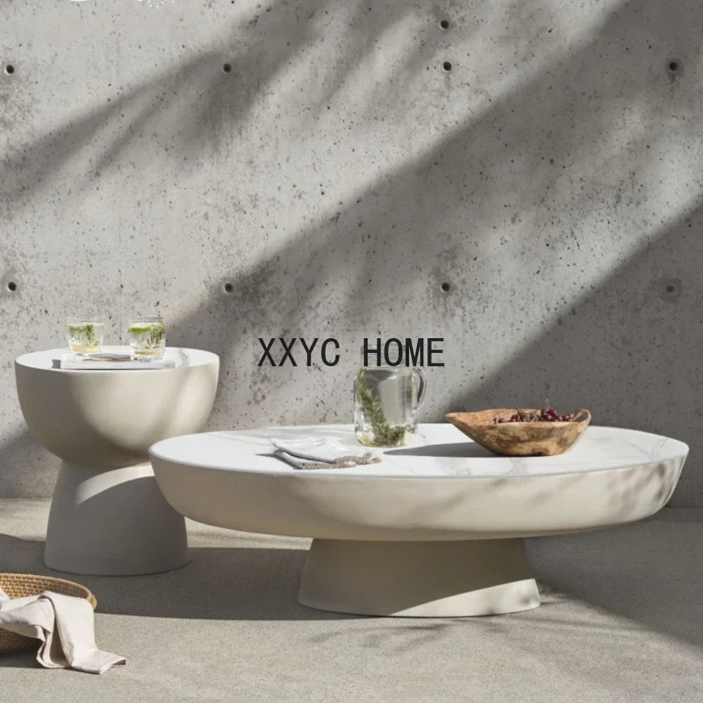 

Stone Plate Coffee Table Combination round Tea Table Modern Minimalist