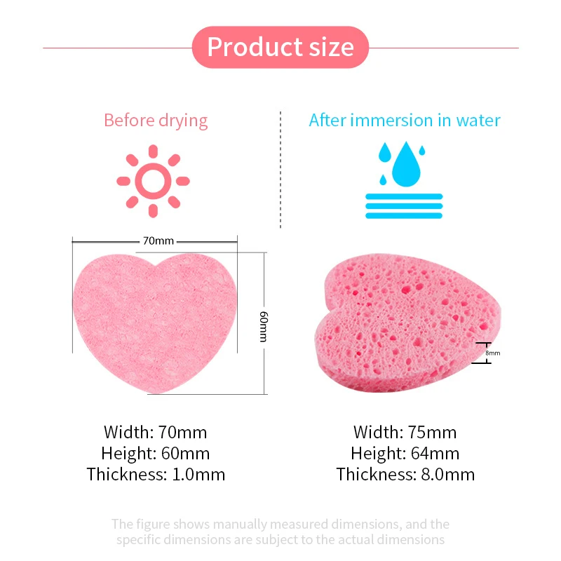 10/20/30PCS Facial Sponges Heart Shape Compressed Facial Sponges Natural Facial Cleansing Sponges Pads Exfoliating Sponges