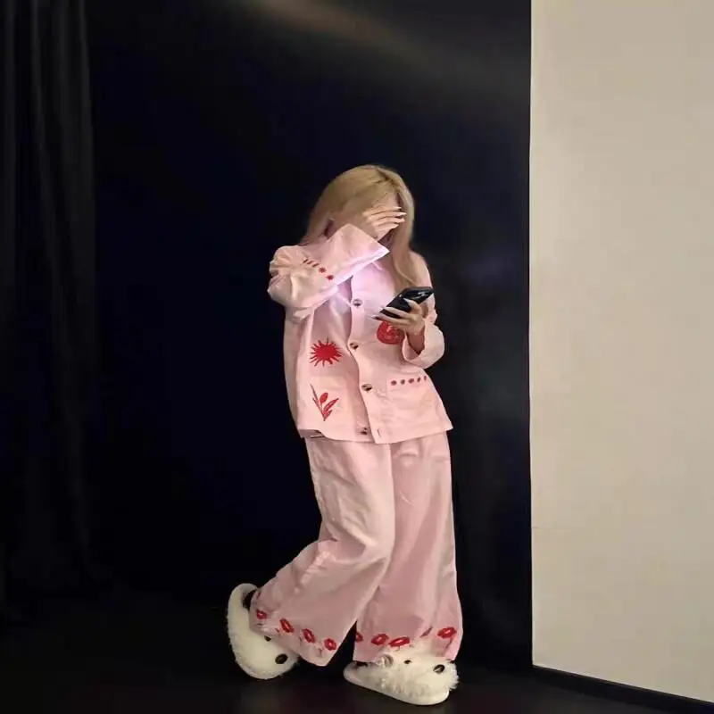 

Pajama Set New Sweet Style Pajamas Women Spring Autumn Long Sleeve Fashion Homewear Winter Woman Sleepwear for Sleeping Big Size