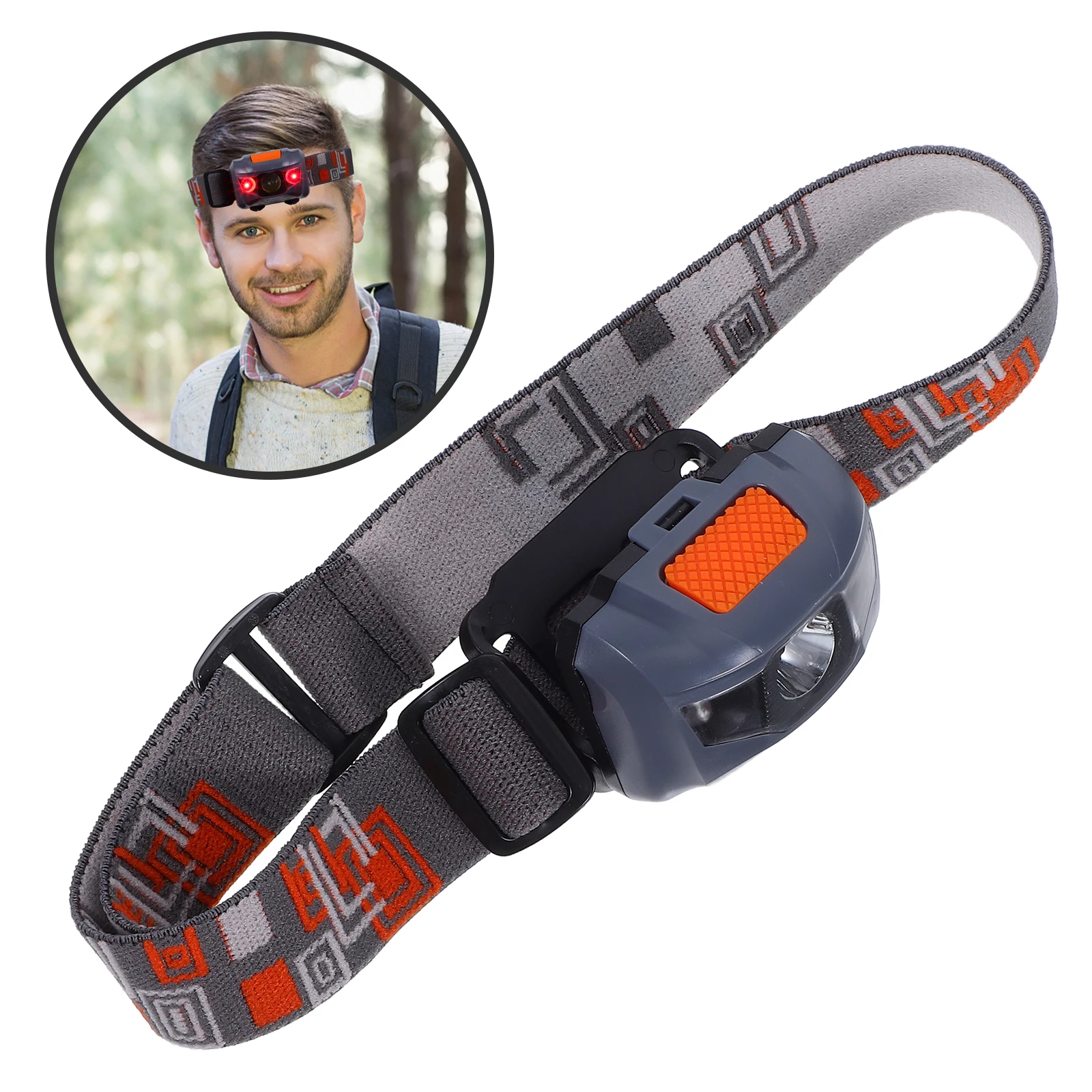 

LED Headlamp Light Bright Strobe Red White Visual Warning Outdoor Riding Safety Camping 80M Mini Adjustable Waterproof