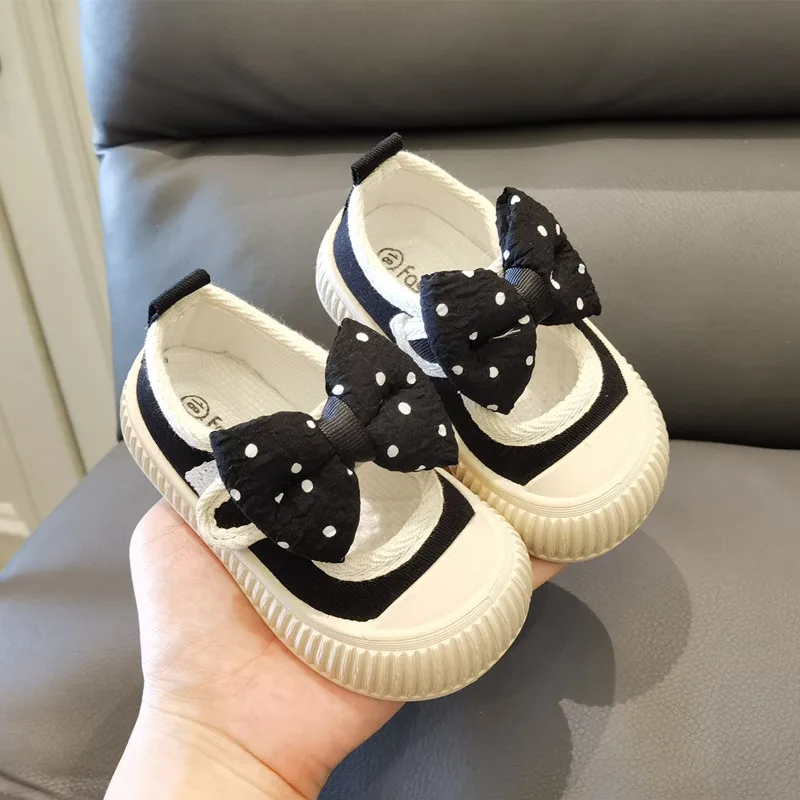 Zapatillas Kid Sneakers Autumn Anti Kick Girl Canvas Shoes Bow Baby Walking Shoe Soft Sole Casual Shoe Kid Shoes Zapatos Niña